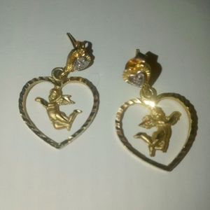 14k cupid Heart earrings